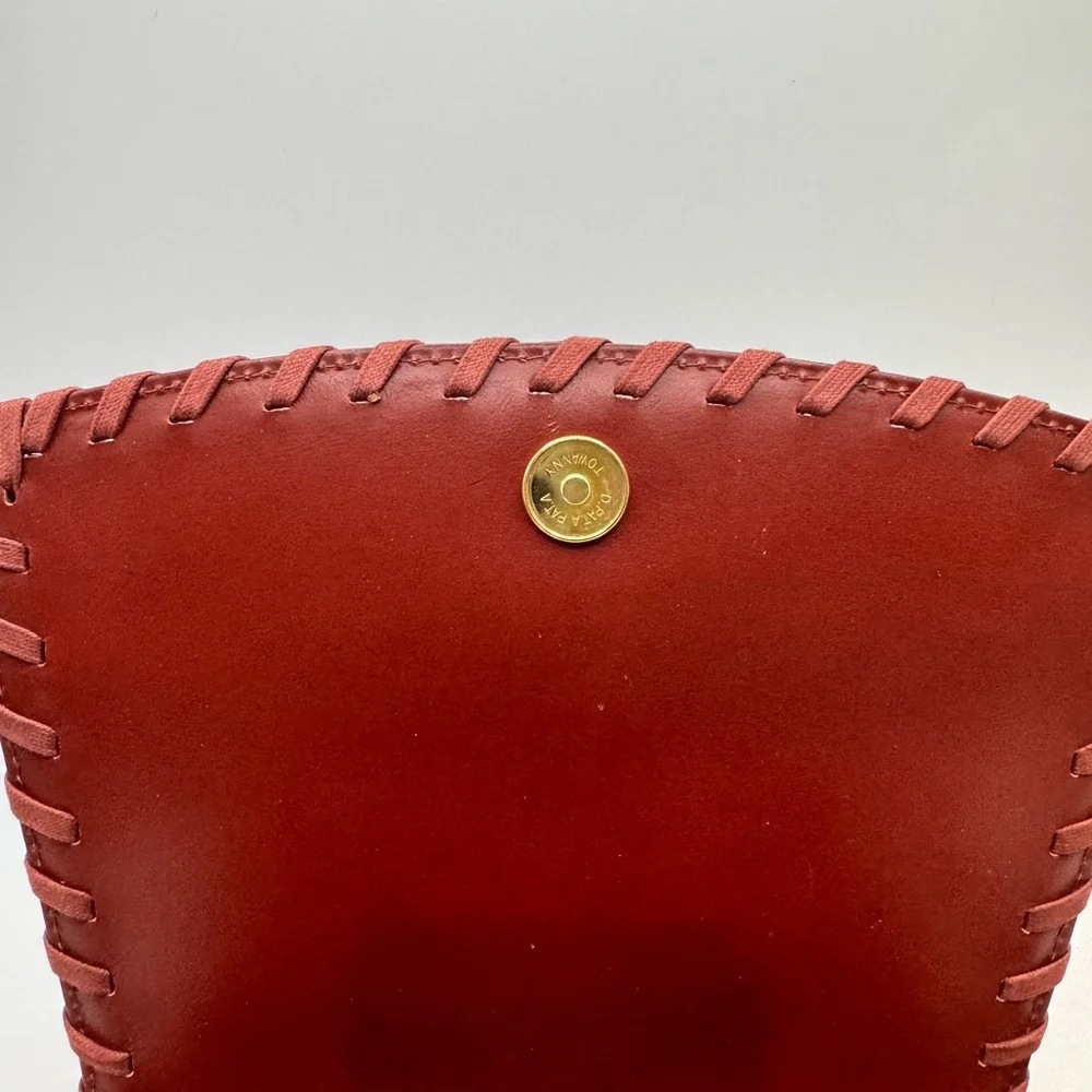 YSL Croc Embossed Whipstitch Baguette Shoulder Bag Cognac Gold Hardware - Picture 9 of 12